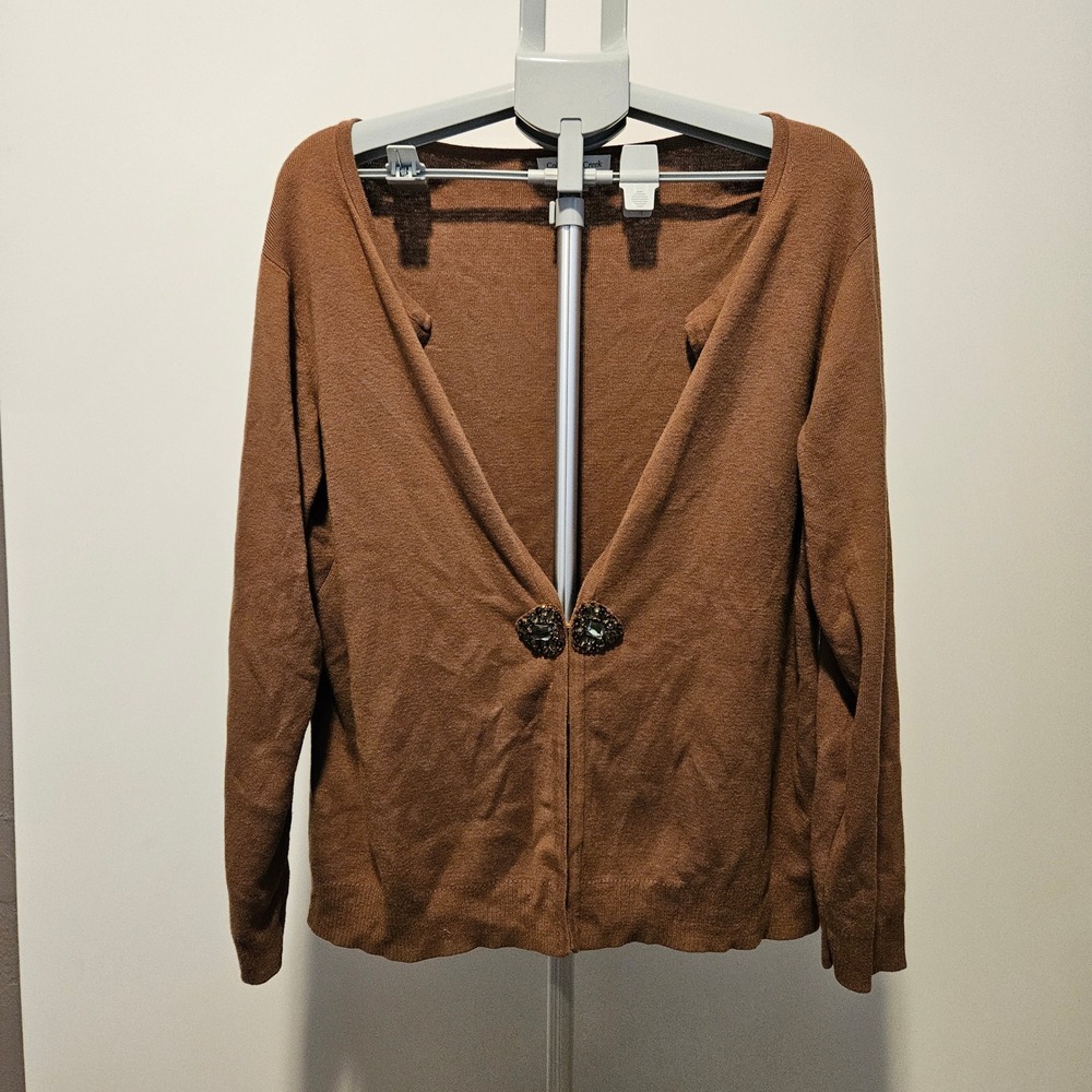Coldwater Creek Cardigan XL 18 Brown Silk Blend Beaded Formal Cocktail Neutral